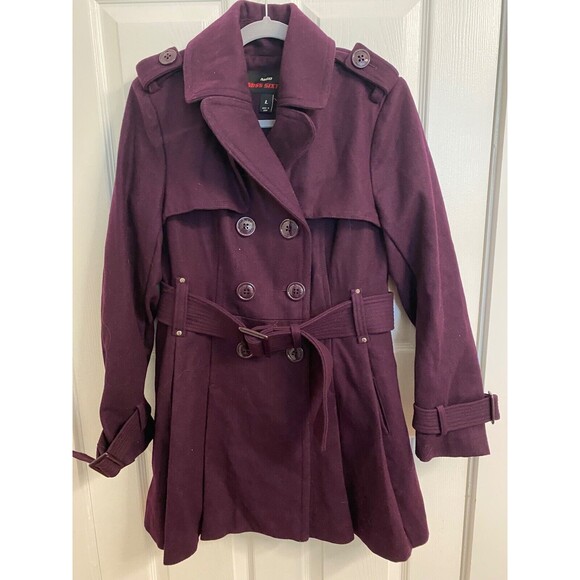 Miss Sixty Jackets & Blazers - New Miss Sixty Purple Wool Blend Coat - Women's Sz Large Double Breasted Belted